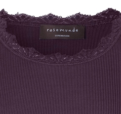 Rosemunde Silk top regular w/ lace - Aubergine